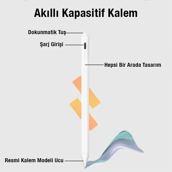 Ally K-2259 iPad 2018 Sonrası Dokunmatik Kalem - Aktif Stylus, Gecikmesiz ve Hassas Çizim Deneyimi