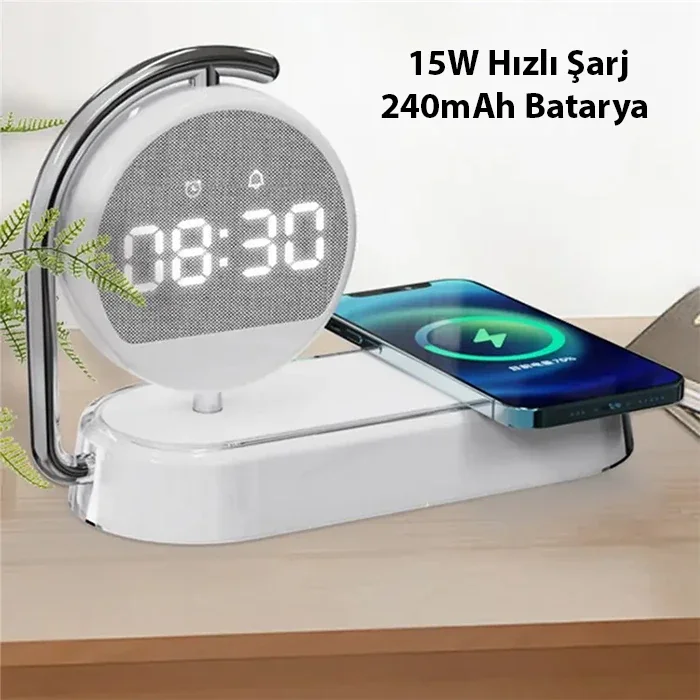 ALLY K01T 15W Led Işıklı Kablosuz Şarj Cihazı Çalar Saat-1852 ALLY K01T 15W Led Işıklı Kablosuz Şarj Cihazı Çalar Saat-1852