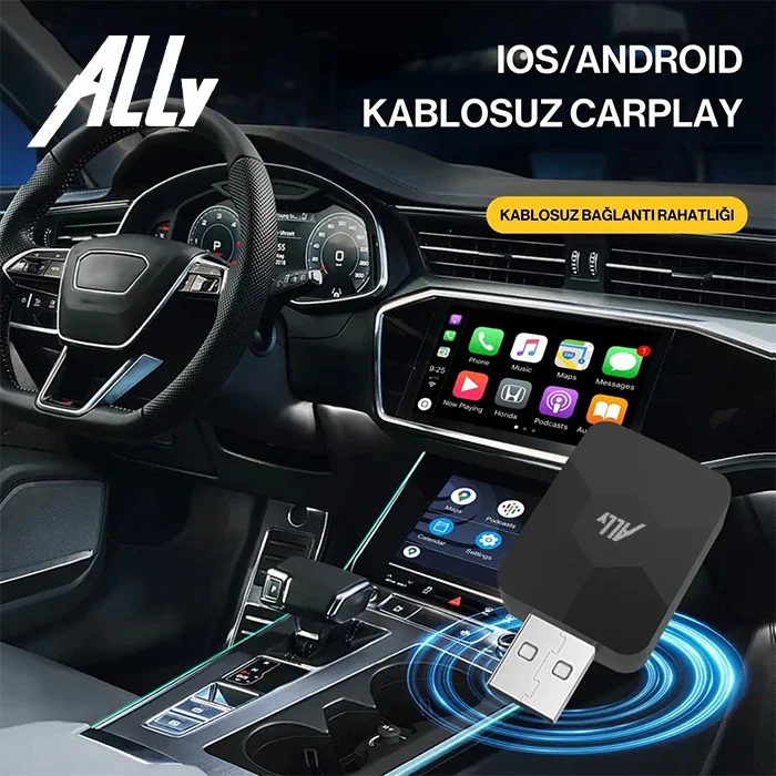 ALLY Kablosuz Car Play Adaptörü Apple Ve Android Cihazlar Için Wireless Carplay Çevirici-1852 ALLY Kablosuz Car Play Adaptörü Apple Ve Android Cihazlar Için Wireless Carplay Çevirici-1852