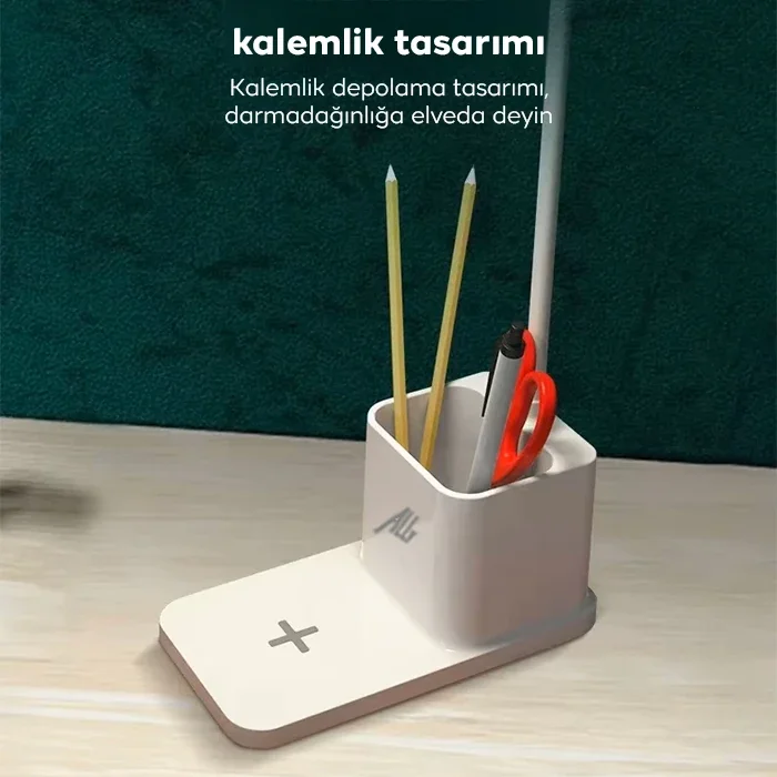ALLY Kablosuz sarj Göz Korumali Portatif Led Masa Lambasi Kalemlik-1852