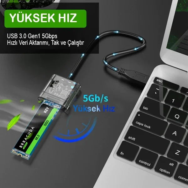 ALLY M.2 Sata USB 3.0 Gen1 SSD Harddisk Kutusu  M.2 NGFF- JMS578-1852