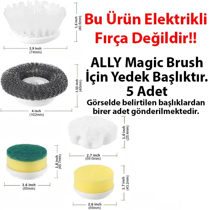 Ally Magic Brush Şarjlı Temizleme Fırçası Yedek Başlık Seti 5 Adet - 5775