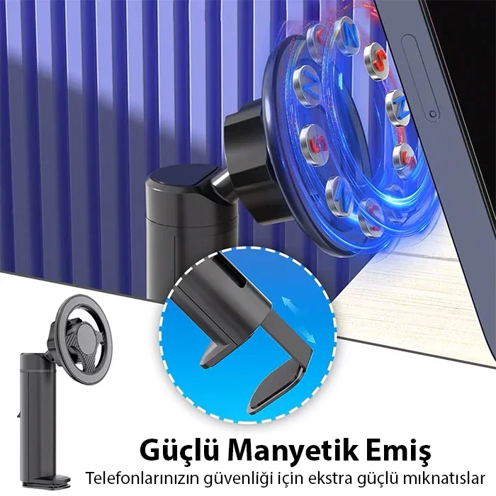ALLY Magsafe Uyumlu Masa Koltuk Klipsli Manyetik Telefon Tutucu-1852