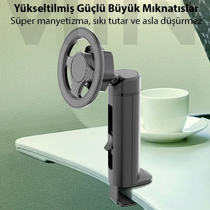 ALLY Magsafe Uyumlu Masa Koltuk Klipsli Manyetik Telefon Tutucu-1852