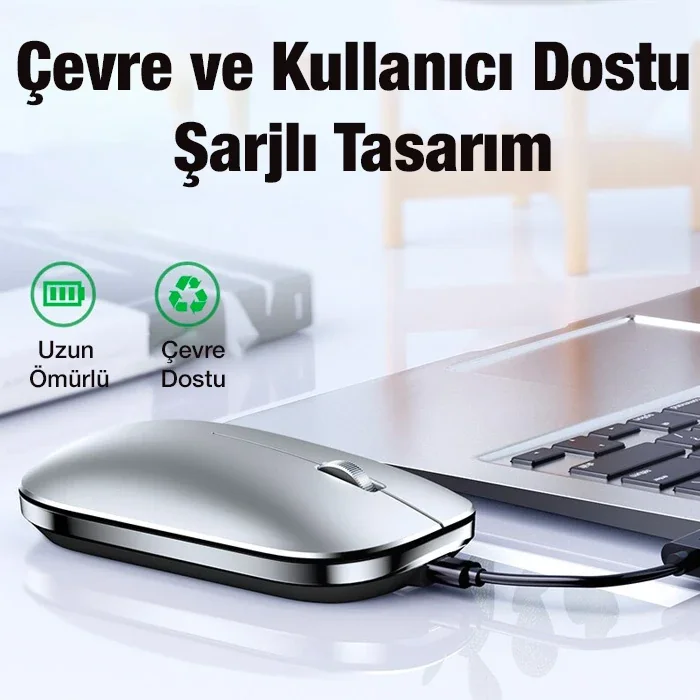 ALLY MC 502 Kablosuz 2.4 Bluetooth Mouse Type-C Şarjlı Premium-1852