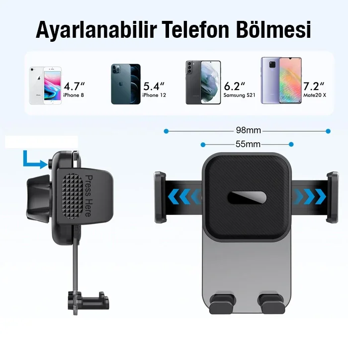 ALLY ML-217 Araç İçi Havalandırma Telefon Tutucu-1852
