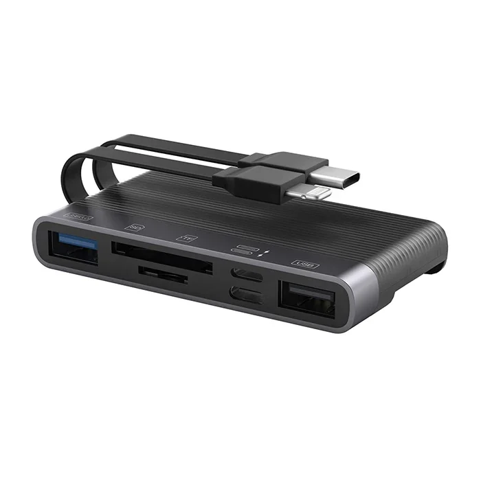 ALLY NK-1048HD 6in1 USB + Type-C + Lightning + SD-TF Kart Okuyucu Çevirici Adaptör-1852