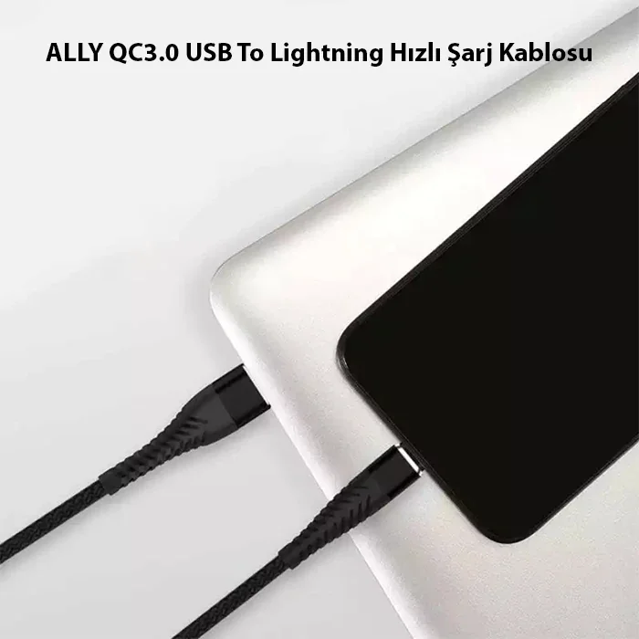ALLY QC3.0 USB To İPhone Lightning Hızlı Şarj Kablosu-1852