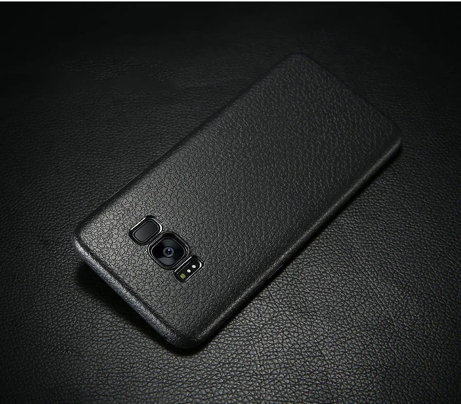 Ally SM Galaxy S8 Deri Dokulu Premium Soft Silikon Kılıf - Çizilmez ve Kaymaz