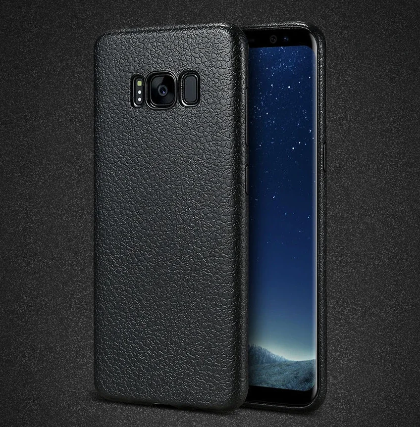 Ally SM Galaxy S8 Deri Dokulu Premium Soft Silikon Kılıf - Çizilmez ve Kaymaz