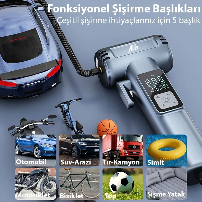 Ally ST-5530 Dijital Şarjlı Araç Lastik Hava Şişirme Pompası Powerbank Pencere kırıcı-1852 Ally ST-5530 Dijital Şarjlı Araç Lastik Hava Şişirme Pompası Powerbank Pencere kırıcı-1852