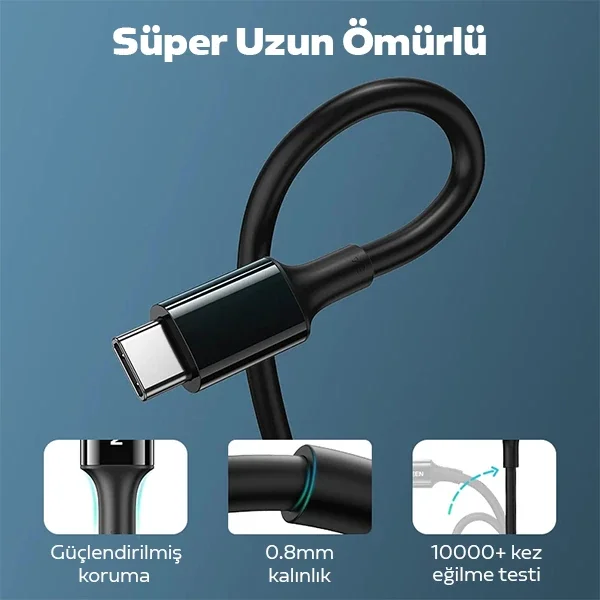ALLY USB Type-C PD3.1 100W(20V-5A) Hızlı Veri Şarj Kablosu 1metre-1852 ALLY USB Type-C PD3.1 100W(20V-5A) Hızlı Veri Şarj Kablosu 1metre-1852