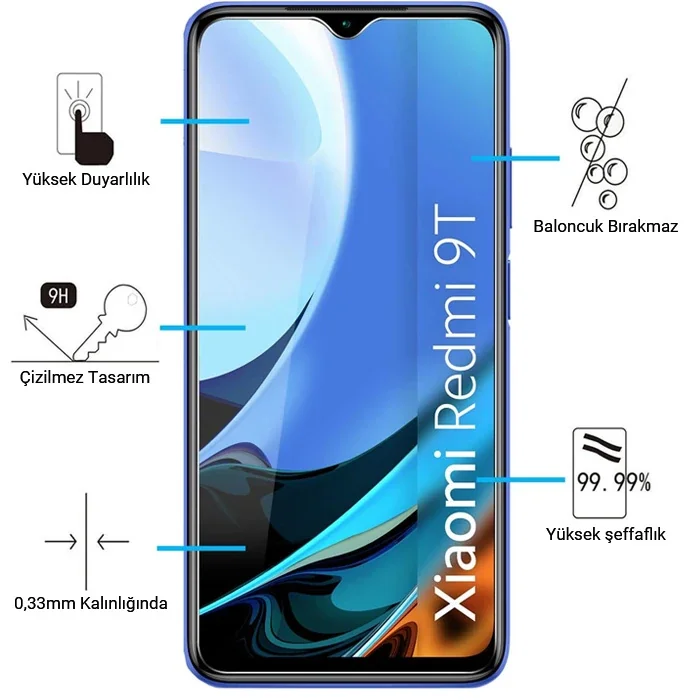 ALLY Xiaomi Redmi 9T Tempered Kırılmaz Cam Ekran Koruyucu-1852