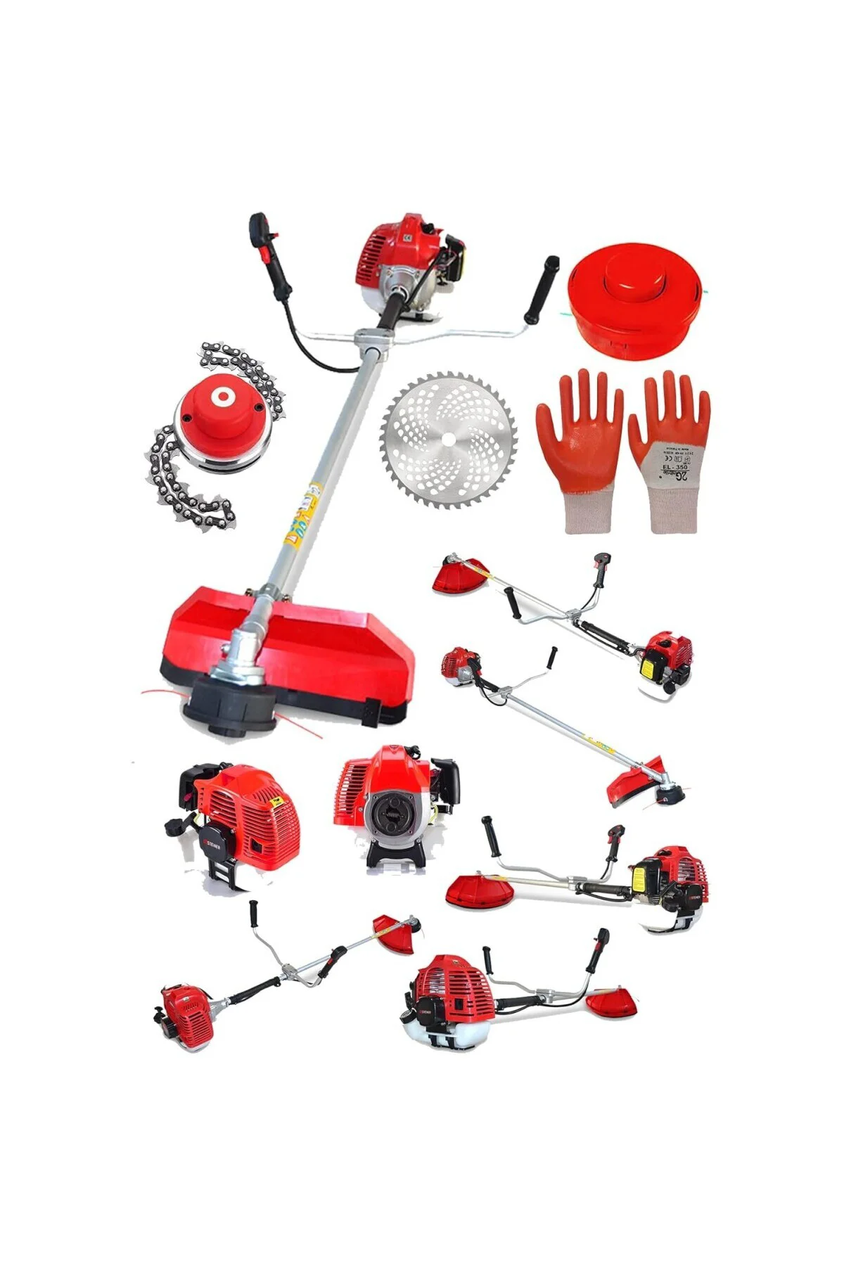 Alman R-9200 Yan Tipi Benzinli Motorlu Çalı Çim Ot Biçme Tırpanı Makinesi + Canavar