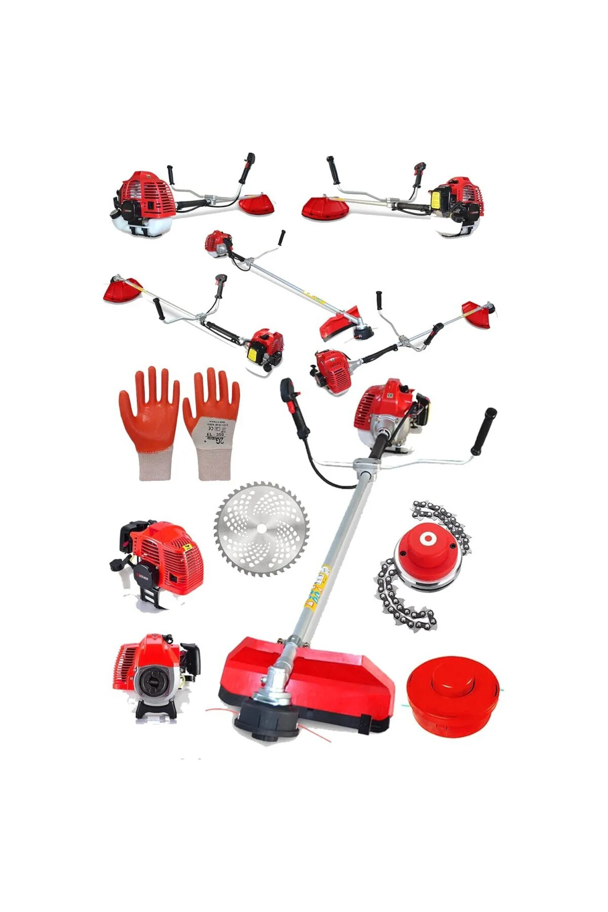 Alman R-9200 Yan Tipi Benzinli Motorlu Çalı Çim Ot Biçme Tırpanı Makinesi + Canavar