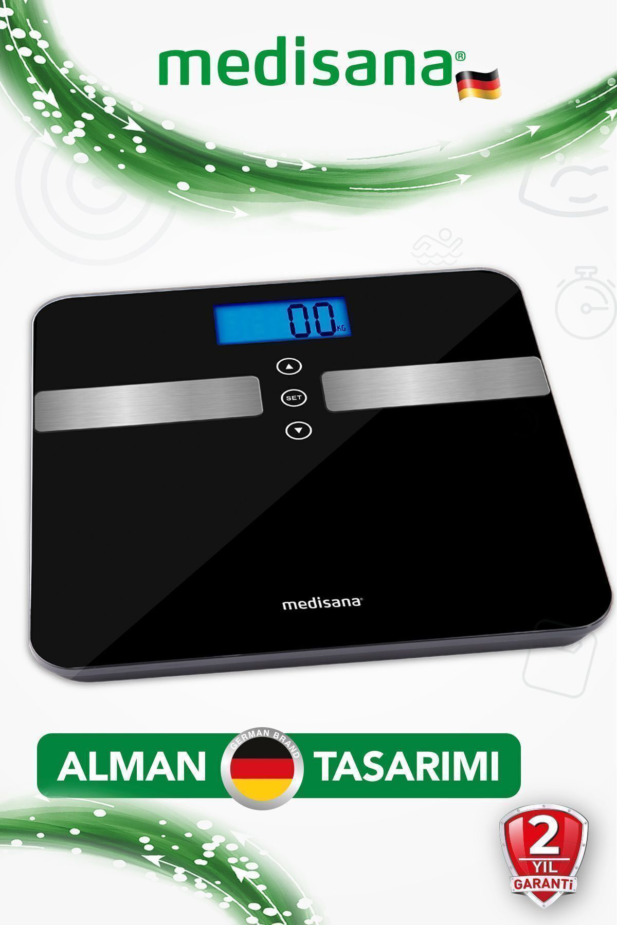 Medisana Alman Tasarım Geniş İşıklı Lcd Ekranlı Yağ Ölçer Fonksiyonlu Vücu