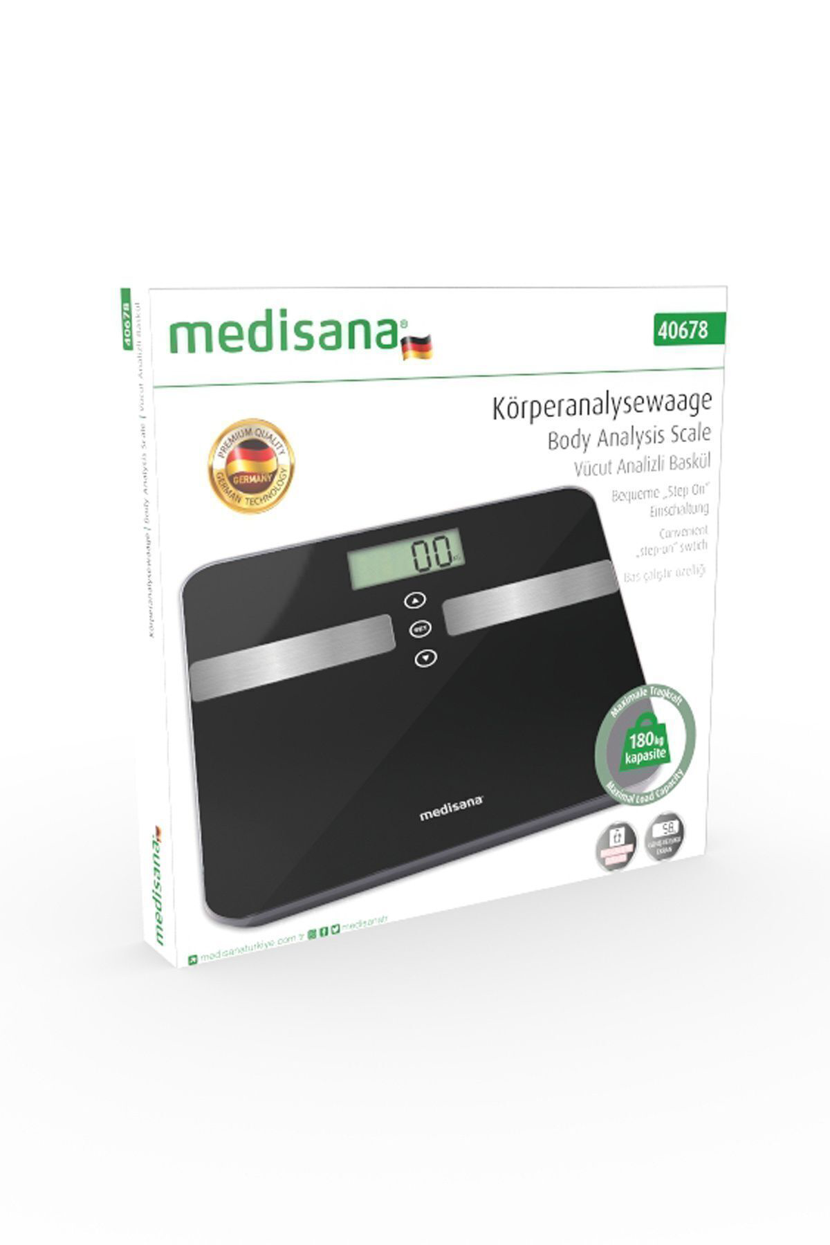 Medisana Alman Tasarım Geniş İşıklı Lcd Ekranlı Yağ Ölçer Fonksiyonlu Vücu