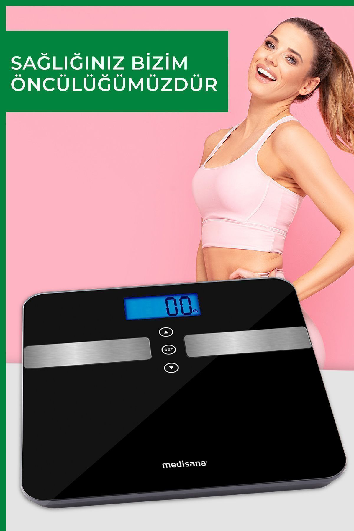 Medisana Alman Tasarım Geniş İşıklı Lcd Ekranlı Yağ Ölçer Fonksiyonlu Vücu
