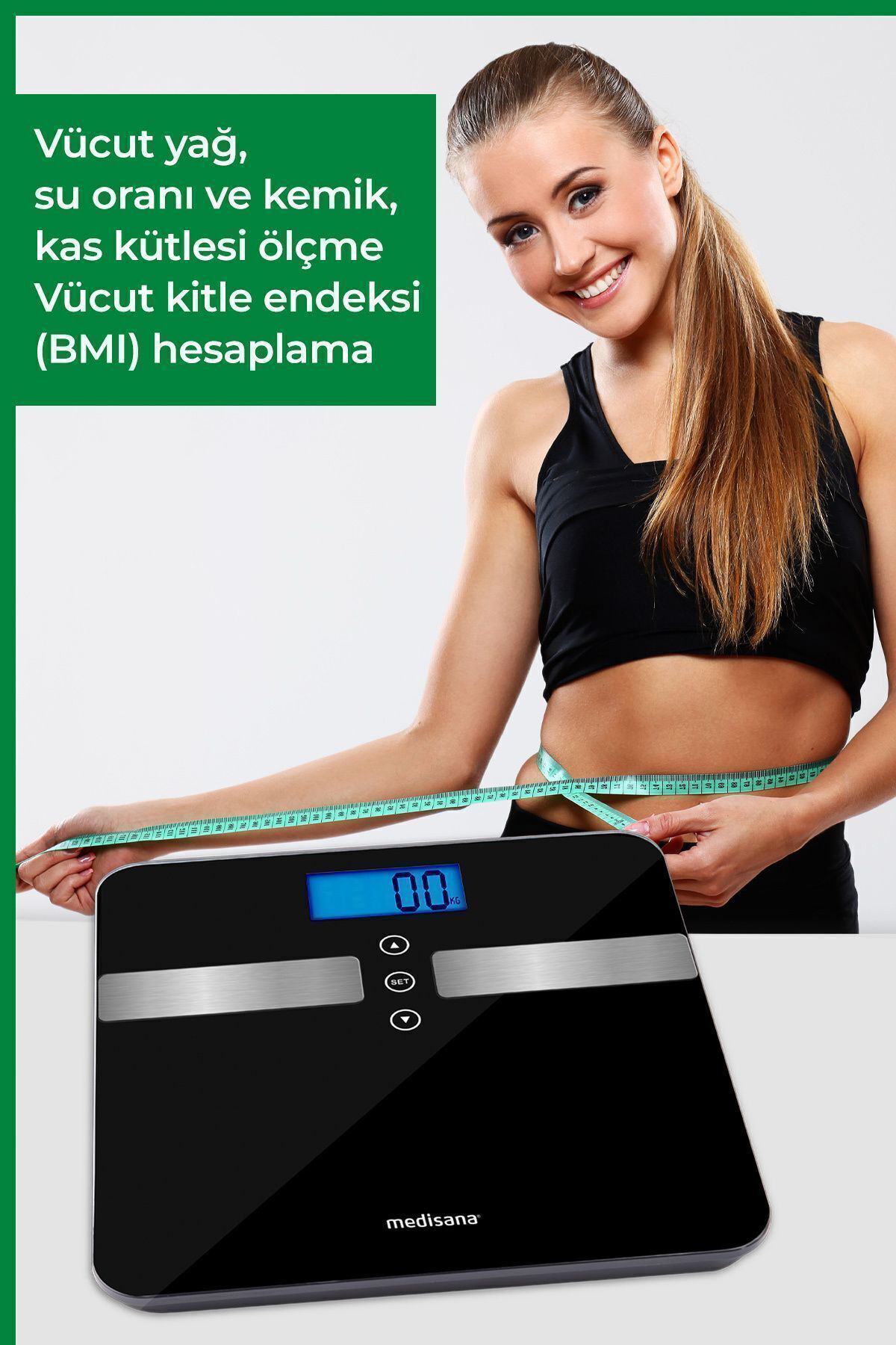 Medisana Alman Tasarım Geniş İşıklı Lcd Ekranlı Yağ Ölçer Fonksiyonlu Vücu