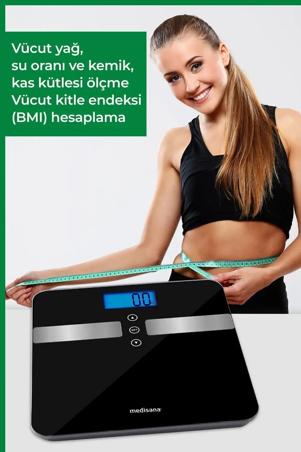 Alman Tasarım Geniş Işıklı Lcd Ekranlı Yağ Ölçer Fonksiyonlu Vücu