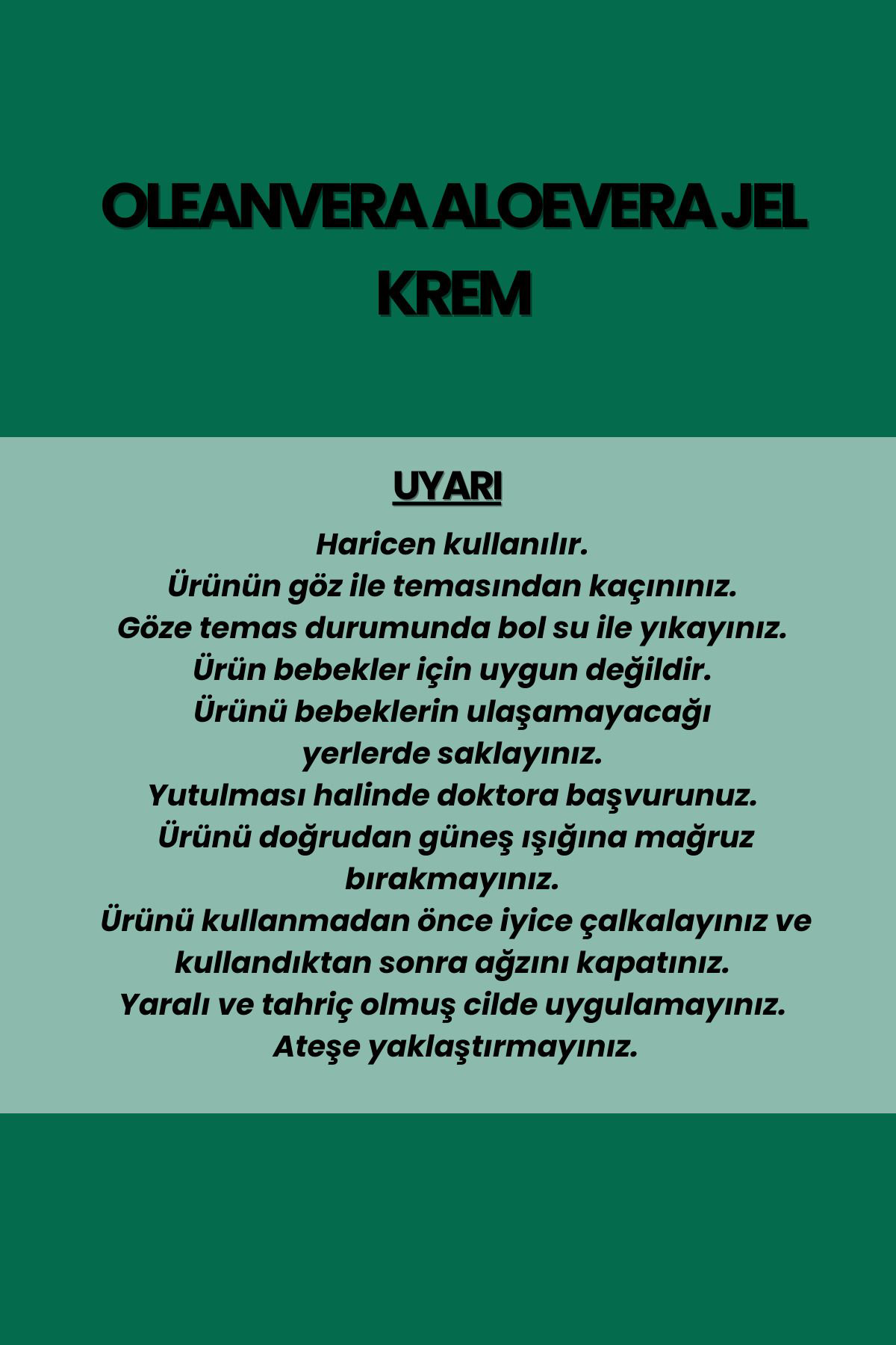 Oleanvera Aloe Vera Özlü Nemlendirici Krem El & Yüz & Vücut 50 Ml