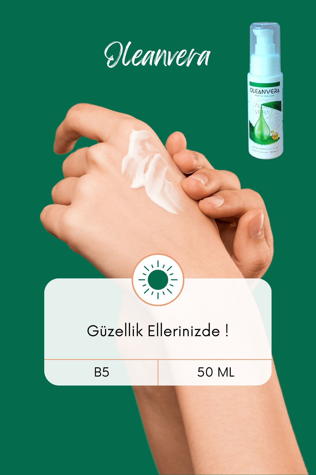 Oleanvera Aloe Vera Özlü Nemlendirici Krem El & Yüz & Vücut 50 Ml