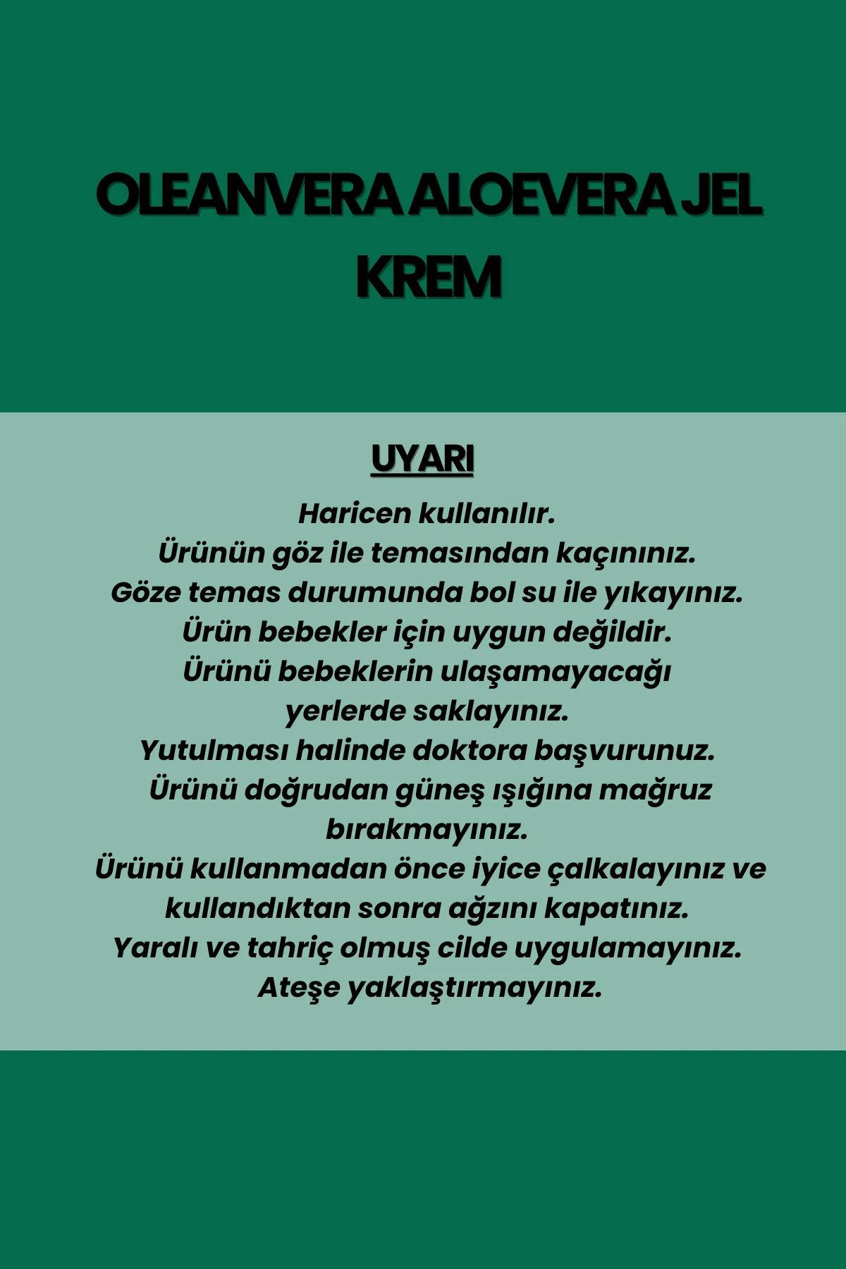 Aloe Vera Özlü Nemlendirici Krem El & Yüz & Vücut 50 ml