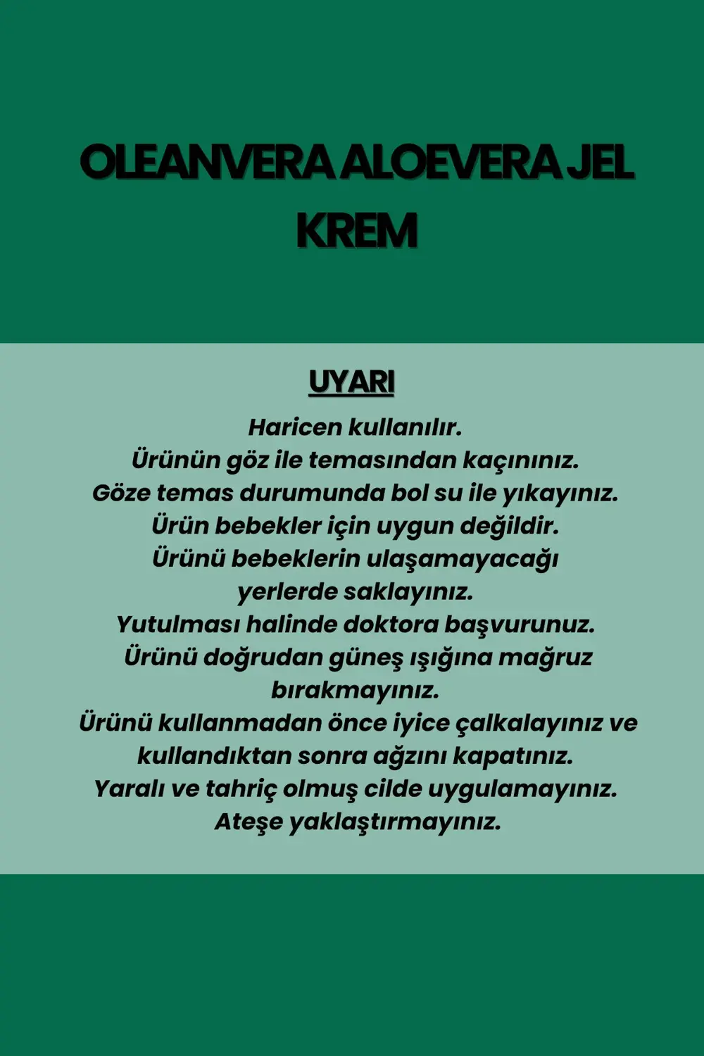 Aloe Vera Özlü Nemlendirici Krem El & Yüz & Vücut 50 ml