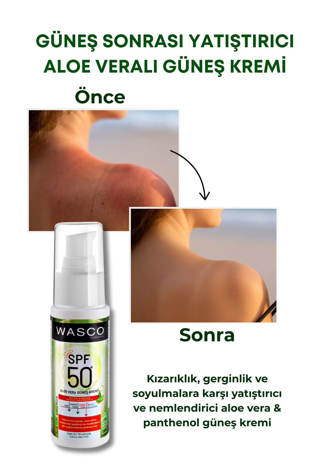 Aloe Vera Özlü Yüksek Koruyuculu 50 Spf+ Yatıştırıcı, Nemlendiric