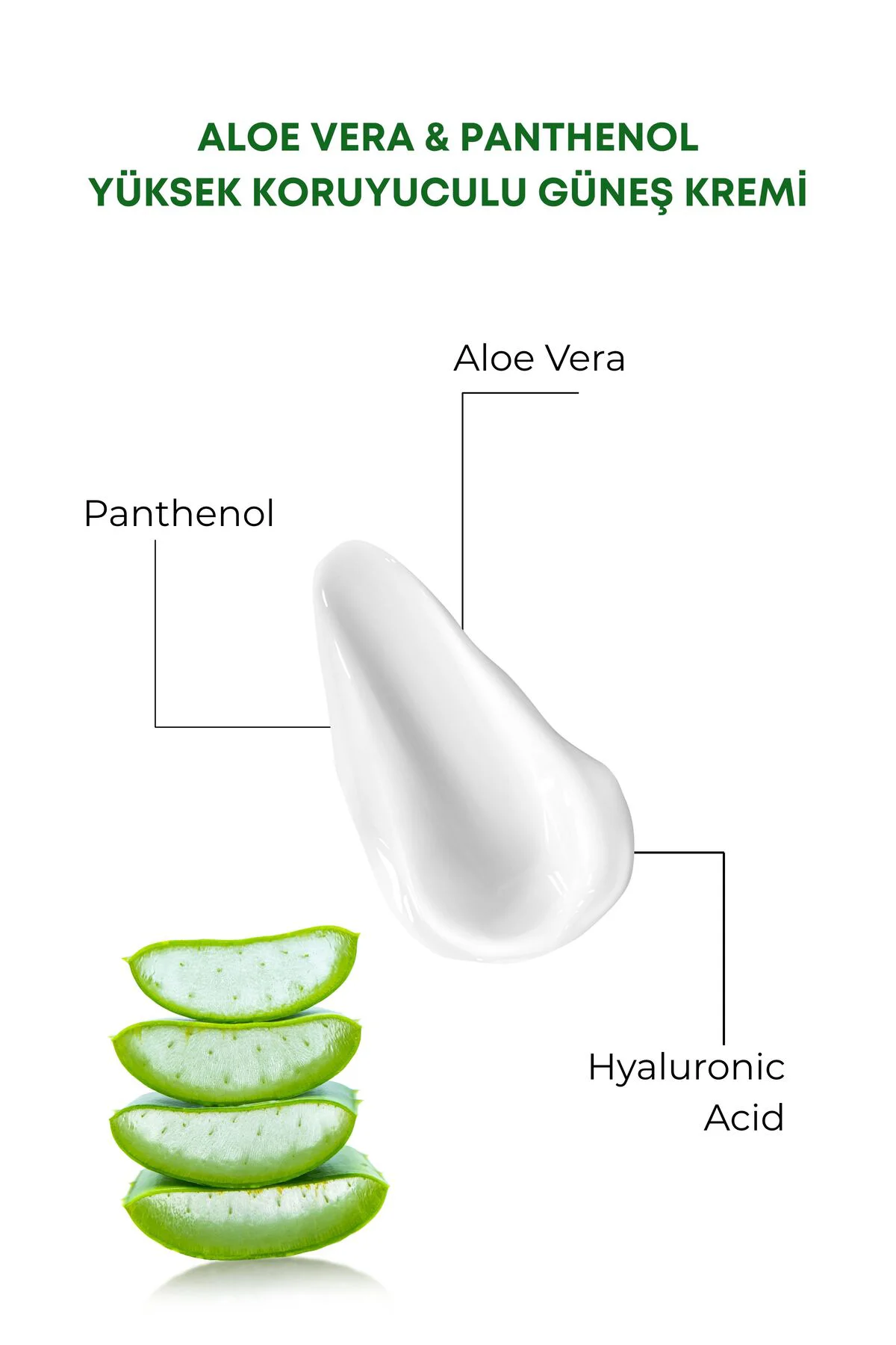 Aloe Vera Özlü Yüksek Koruyuculu 50 Spf+ Yatıştırıcı, Nemlendiric