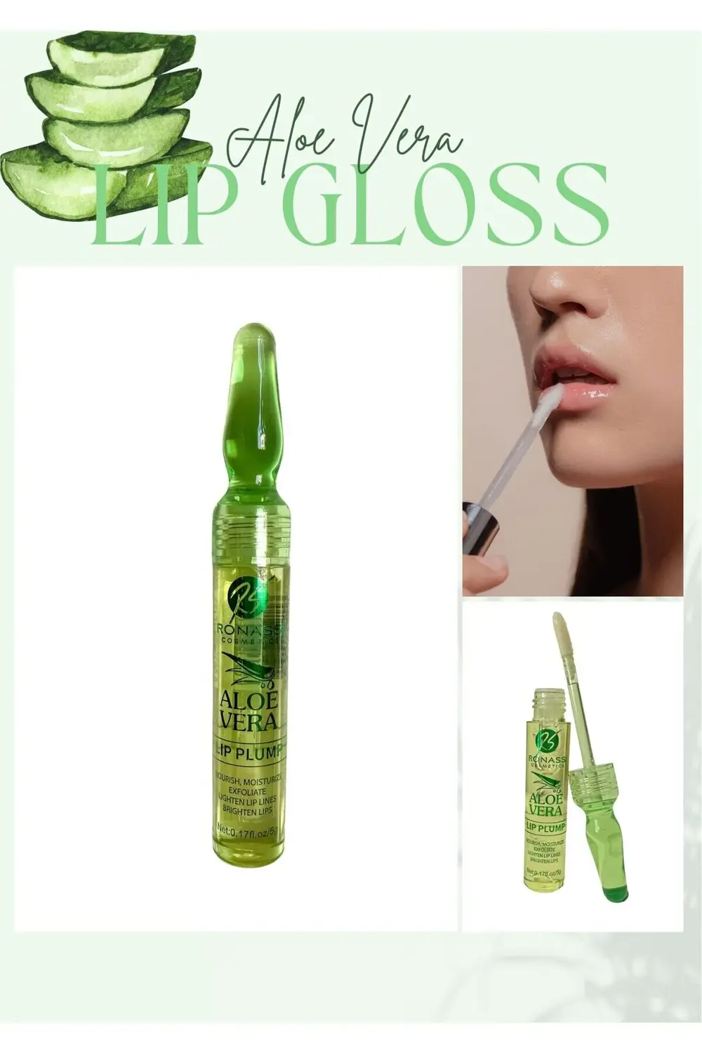 Rs Ronassi Cosmetics Aloe Vera Serum Dolgunlaştırıcı Dudak Gloss Şeffaf Renk Besleyici