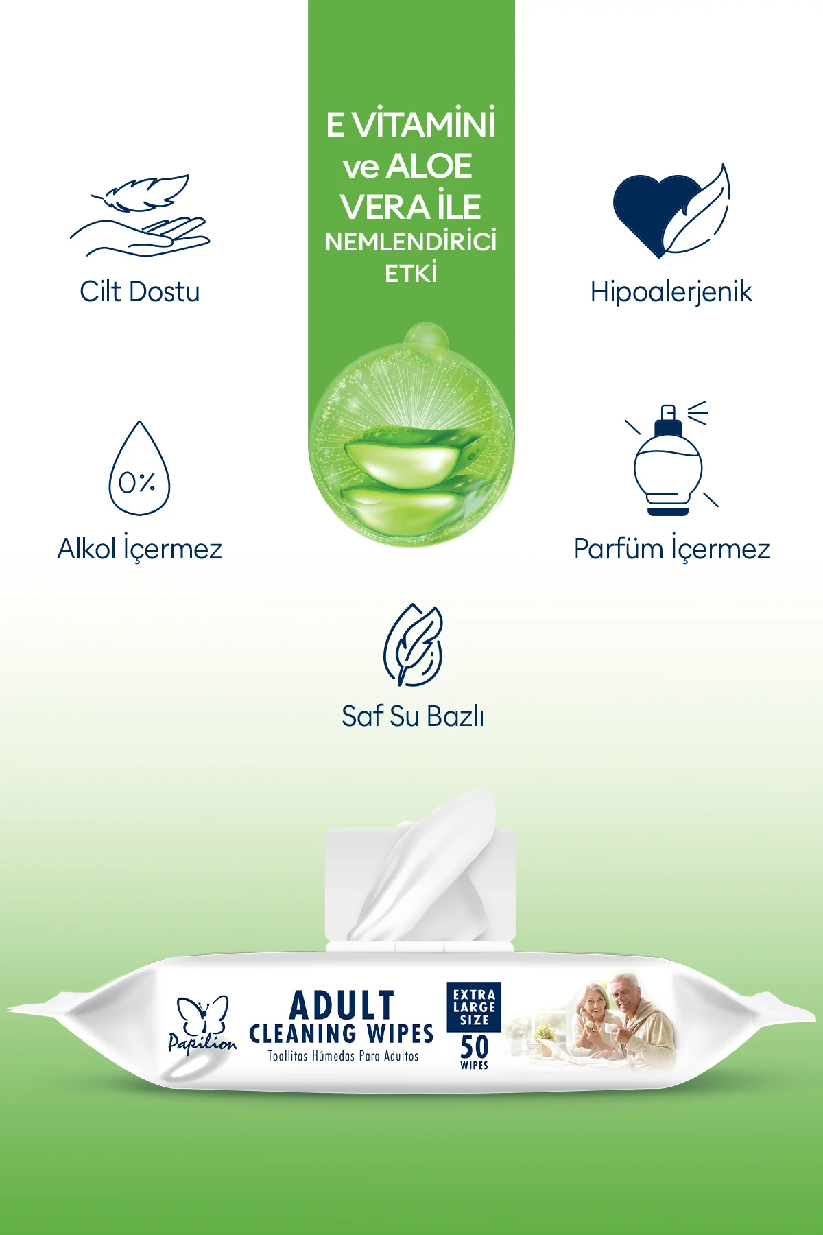 Aloe Vera ve E Vitamin Destekli Islak Yetişkin Temizleme Havlusu 6x50 – 300 Yaprak Ekonomik Paket Fiyatı, Yorumları ve Özellikleri