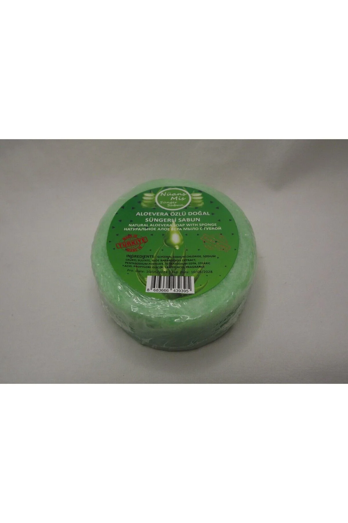 Aloevera Özlü Doğal Süngerli Sabun Aloevera Özlü Doğal Süngerli Sabun