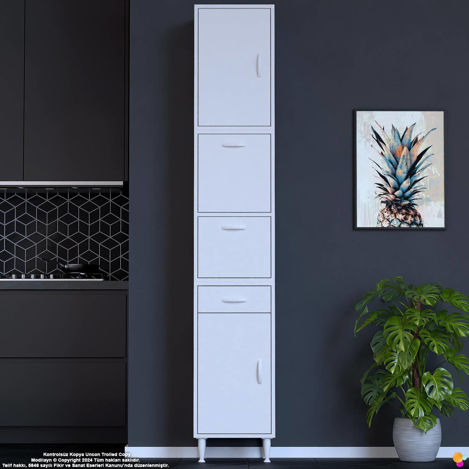 Alp 35 cm Çekmeceli Erzak Dolabı - Çok Amaçlı Banyo Kiler Mutfak  - Görsel 3