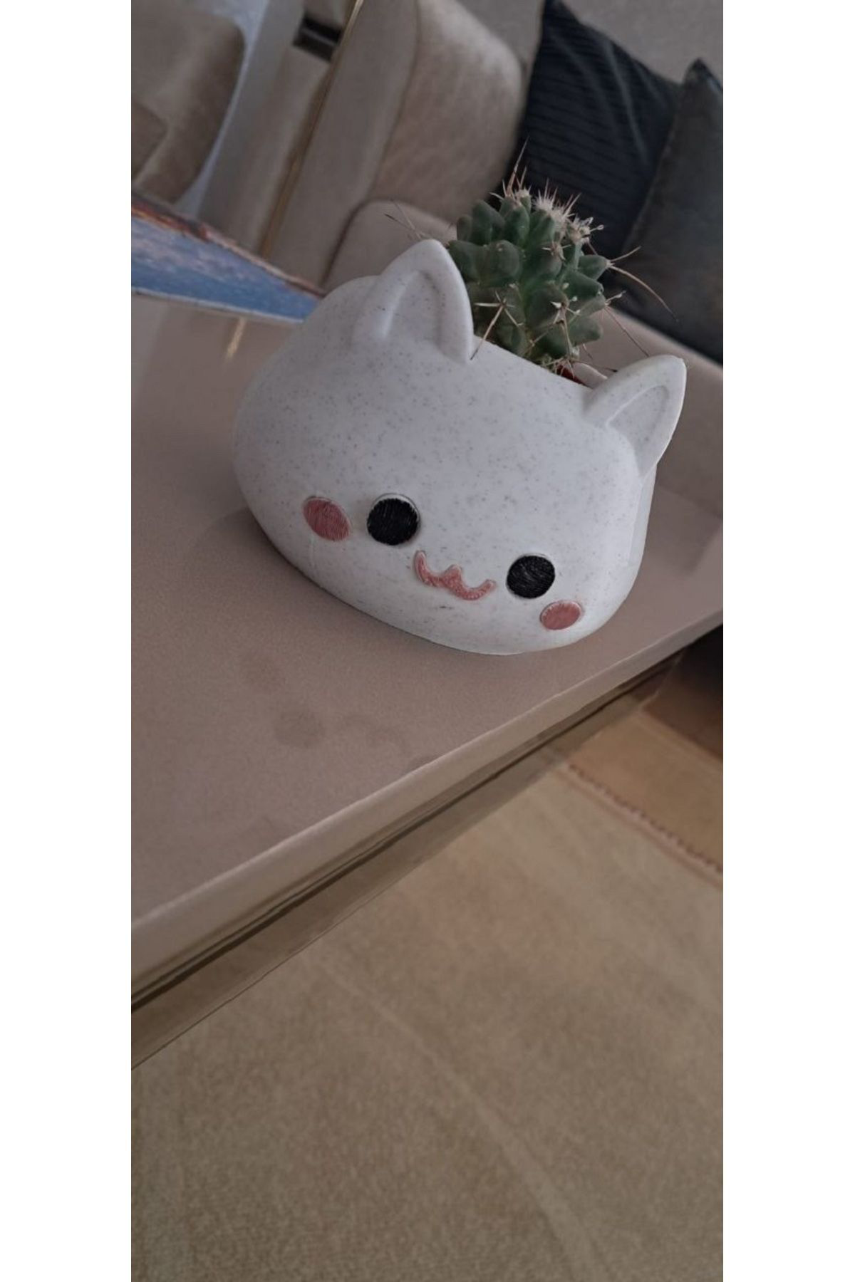 Alpaxa 3D Kedi Figürlü Sukulent Saksısı Mermer Desenli Alpaxa 3D Kedi Figürlü Sukulent Saksısı Mermer Desenli