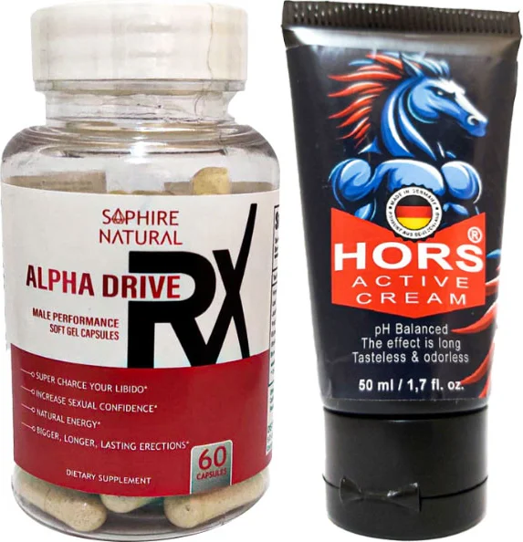Alpha Drive Rx & Hors Active Cream - Erkekler İçin Güçlü Jel ve Katılaştırıcı Krem Seti