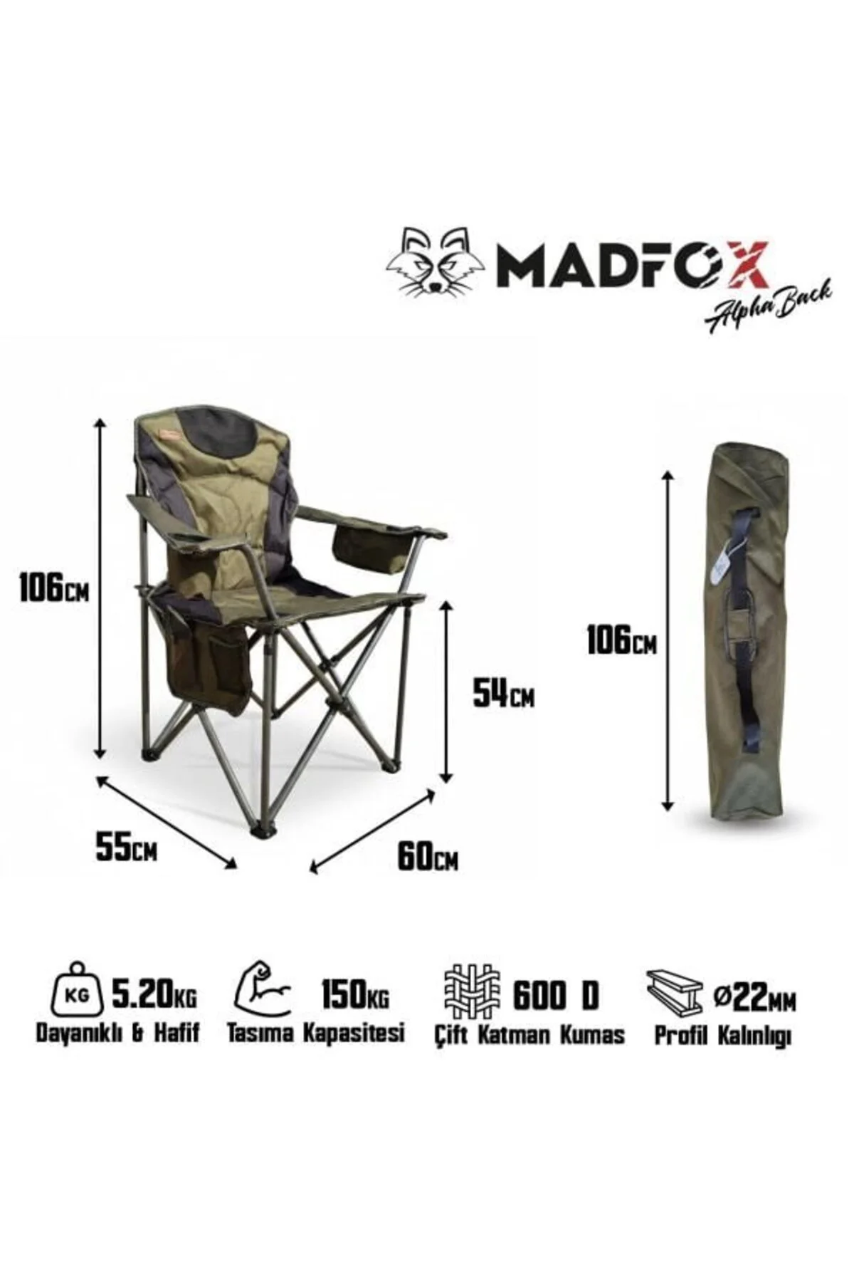 AlphaBack R108 Katlanır Kamp Sandalyesi