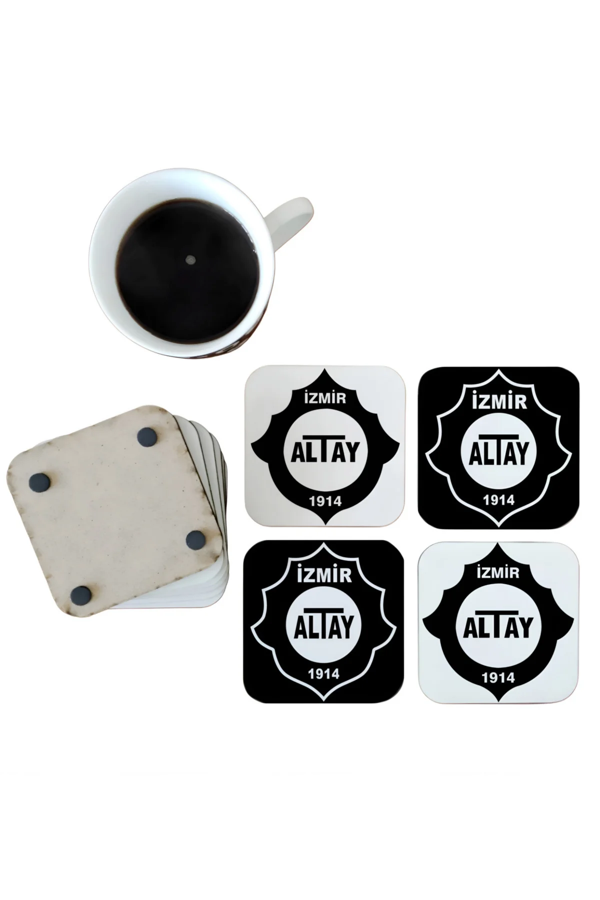 Altayspor Dekoratif Ahşap Bardak Altlığı Seti 0126