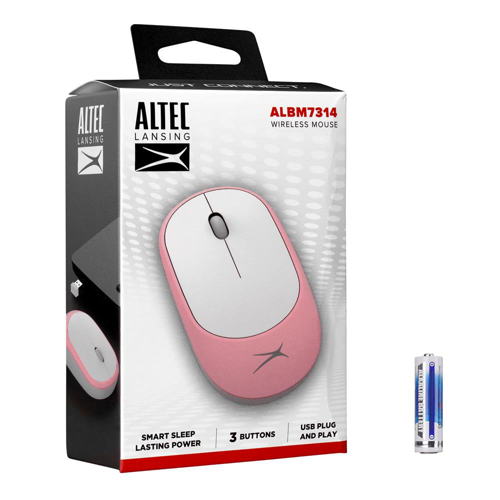 Altec Lansing ALBM7314 Pembe 2.4GHz USB 1200DPI Alkalin Pilli Kab