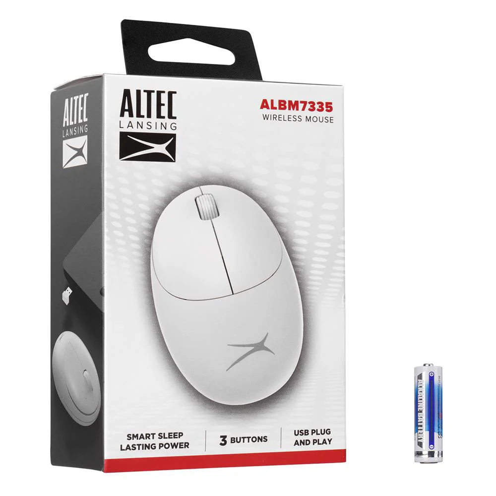 Altec Lansing ALBM7335 Beyaz 2.4GHz USB 1200DPI Alkalin Pilli Kab