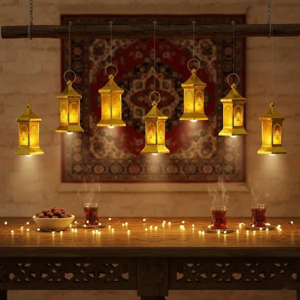 Altıgen Kubbe LED Lamba Ramazan Temalı Dekoratif Aydınlatma