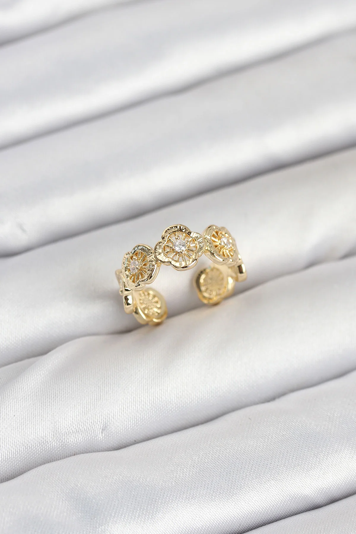 Altın 5886 Modelleri Pirinç Gold Yonca Model Kadın Yüzük