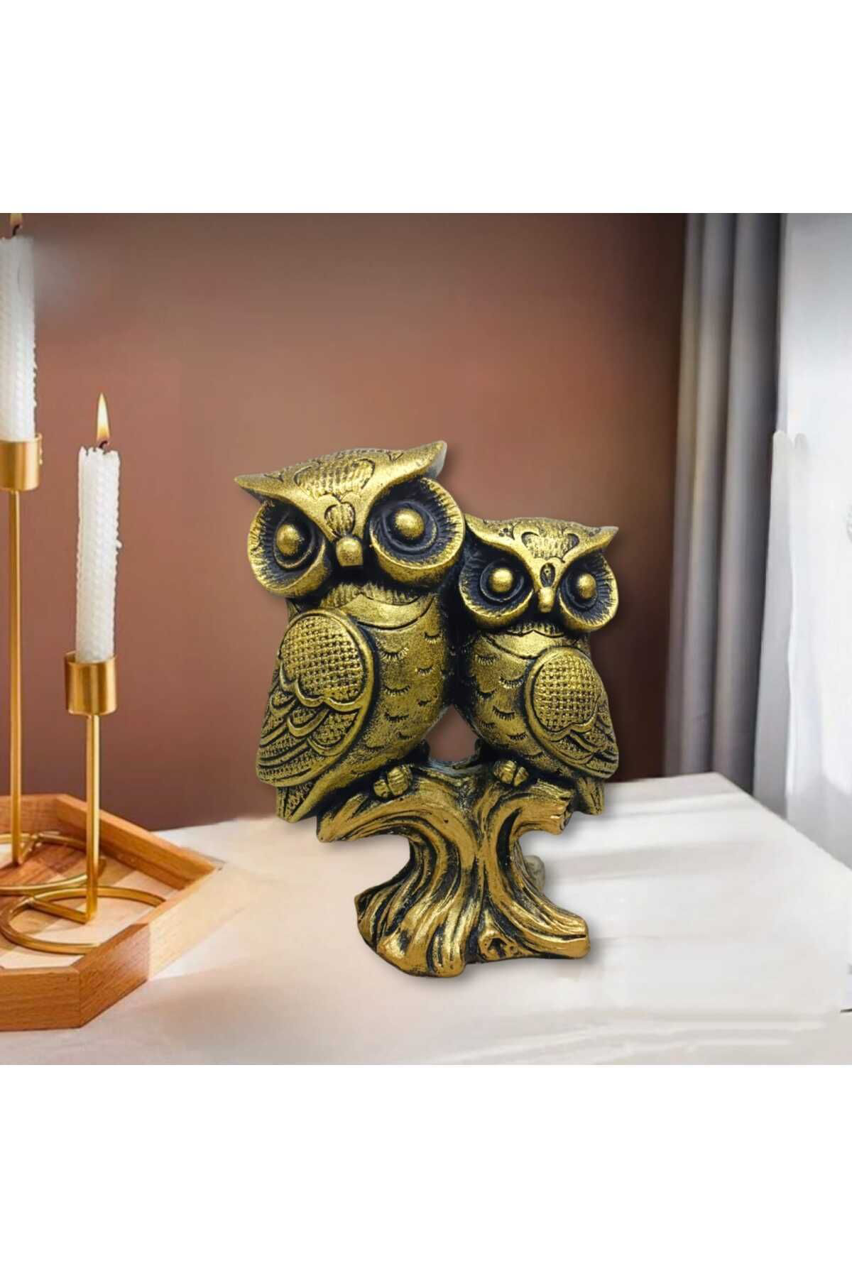 Dodemert Home Altin Baykuş Beton Dekoratif Biblo