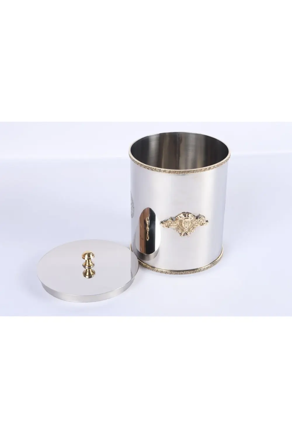 Altın Detaylı Lüks Metal Kavanoz Küçük Boy 20 CM | Dekoratif Pasl