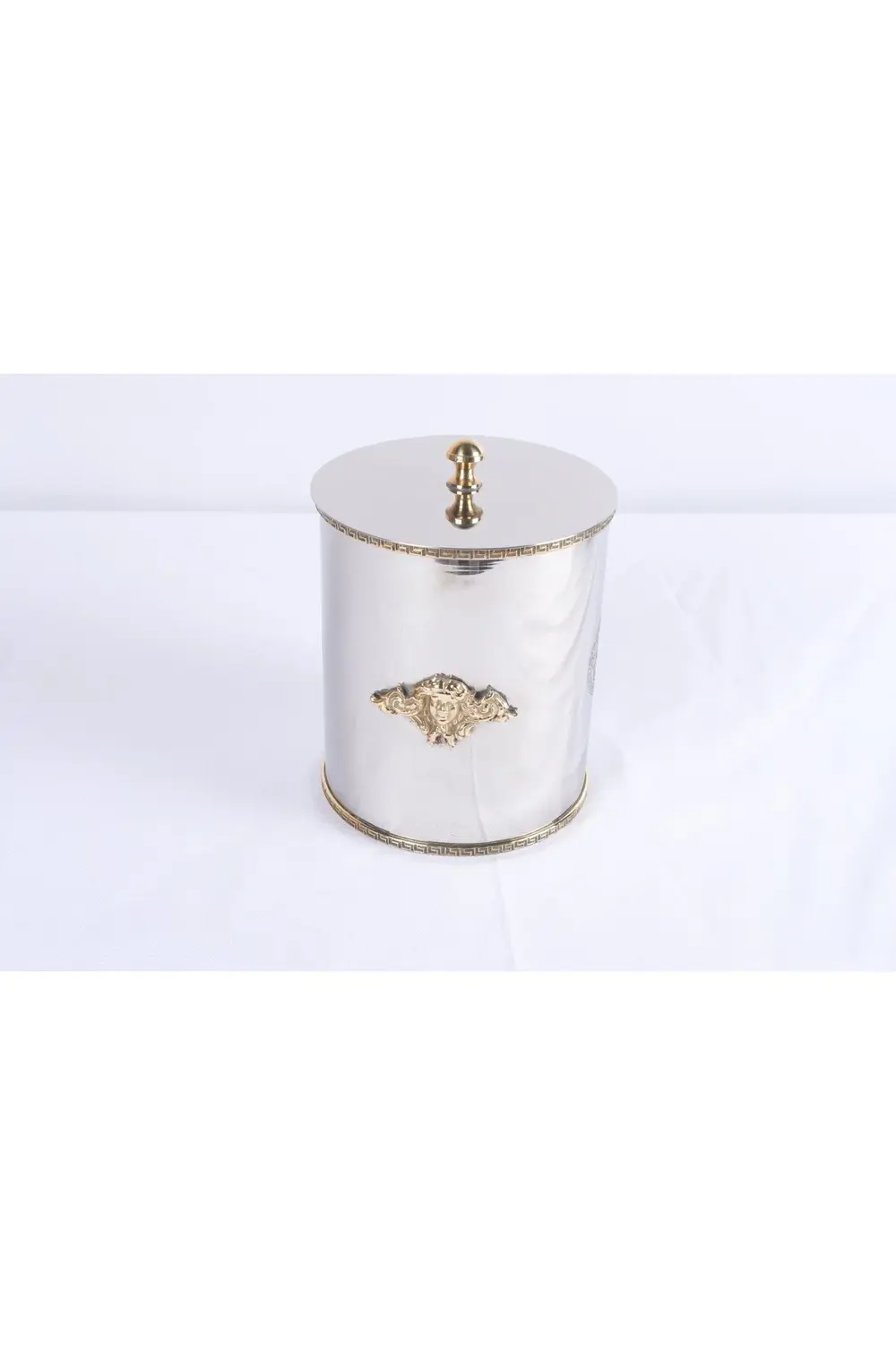 Altın Detaylı Lüks Metal Kavanoz Küçük Boy 20 CM | Dekoratif Pasl