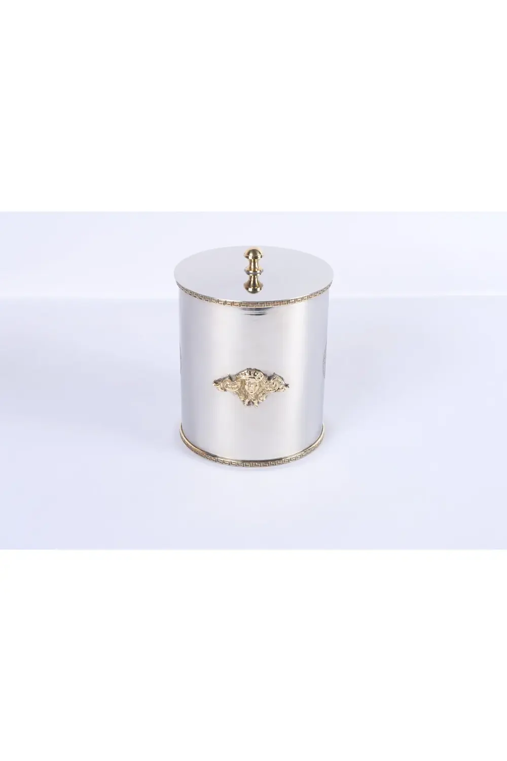 Altın Detaylı Lüks Metal Kavanoz Küçük Boy 20 CM | Dekoratif Pasl