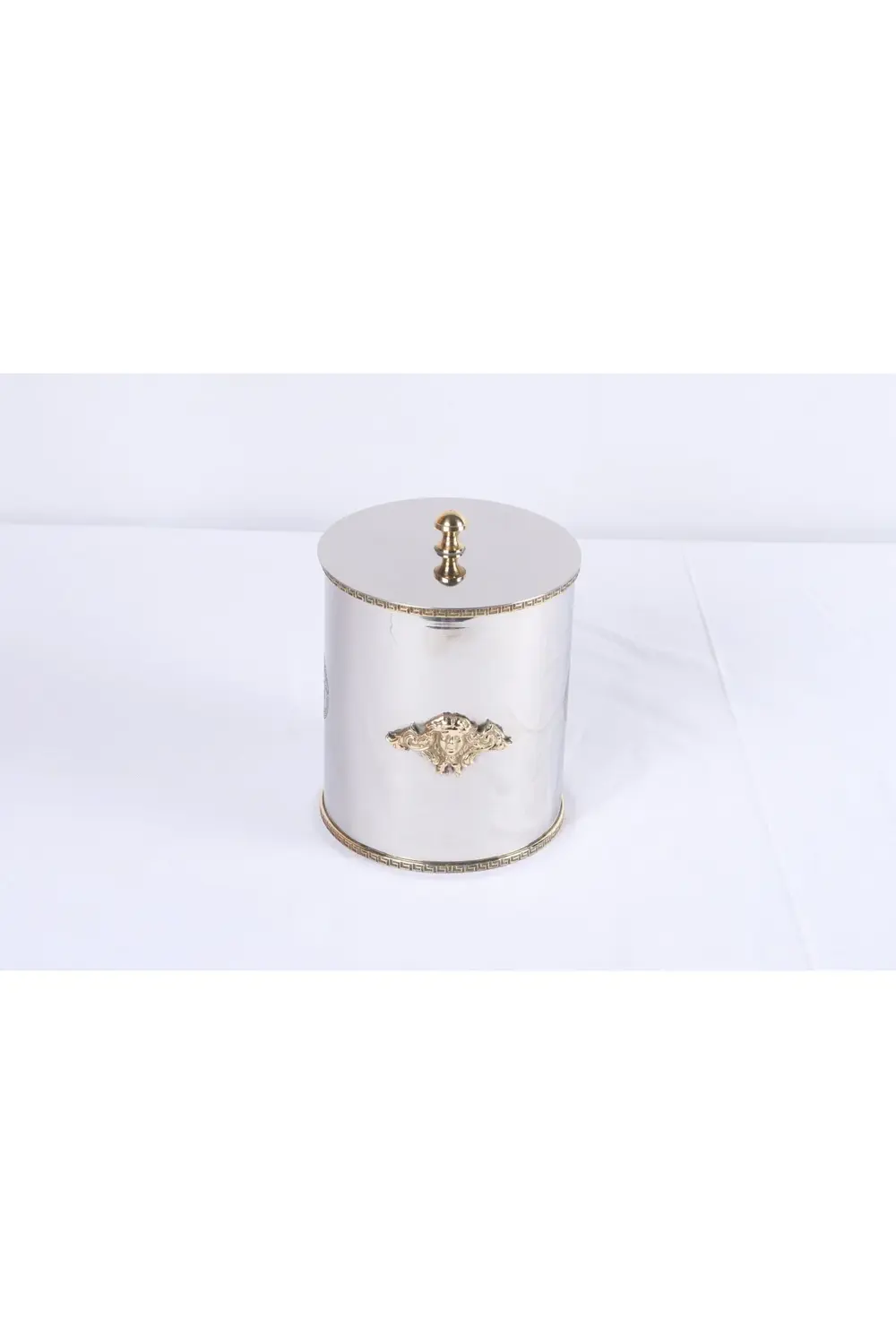 Altın Detaylı Lüks Metal Kavanoz Küçük Boy 20 CM | Dekoratif Pasl