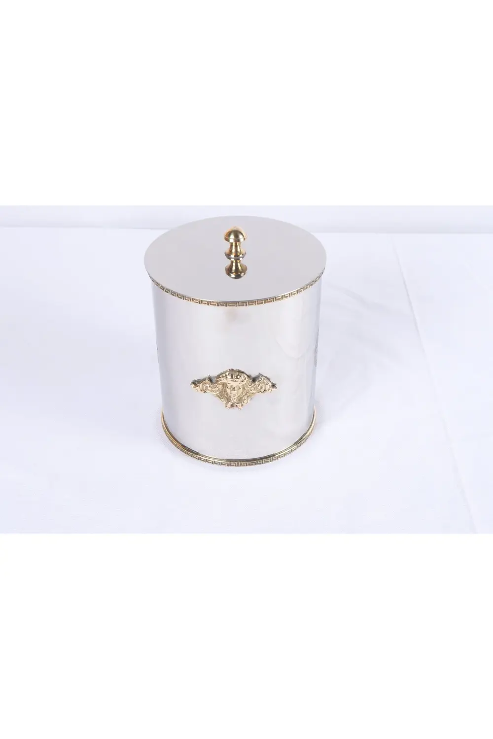 Altın Detaylı Lüks Metal Kavanoz Küçük Boy 20 CM | Dekoratif Pasl