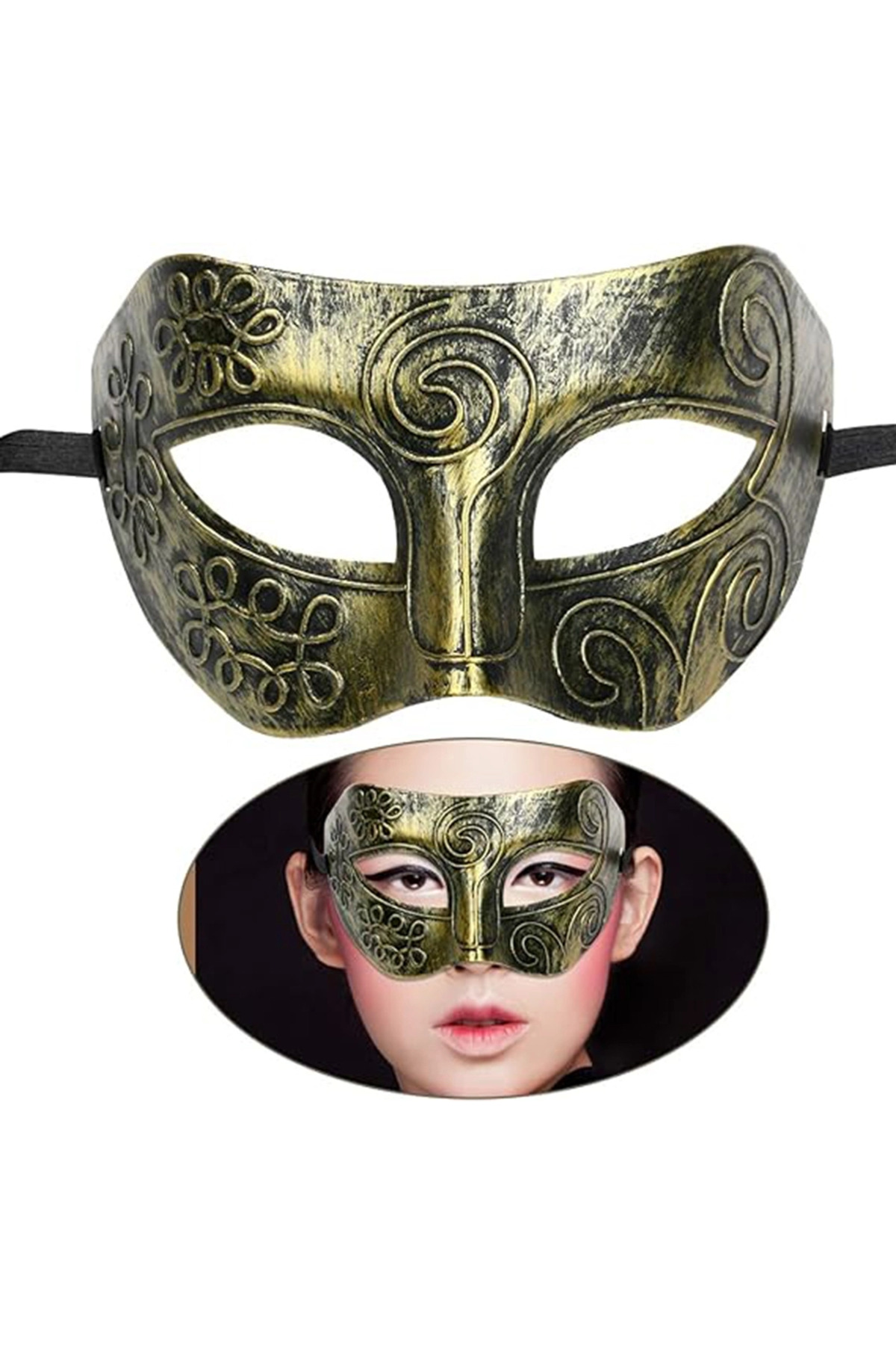 Altın Eskitme Yüz Maskesi - Antik Tarz Balo Maskesi - Lisinya