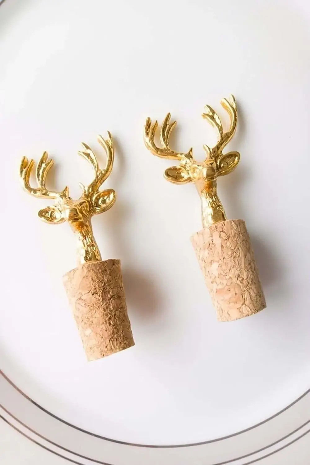 Altın Geyik Figür Mantarlı Tıpa 2 Adet renkli ST00318 newprh 1063